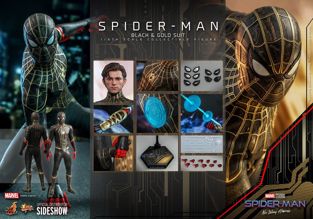 Spider-Man: No Way Home Movie Masterpiece Action Figure 1/6 Spider-Man (Black &amp; Gold Suit) 30 cm