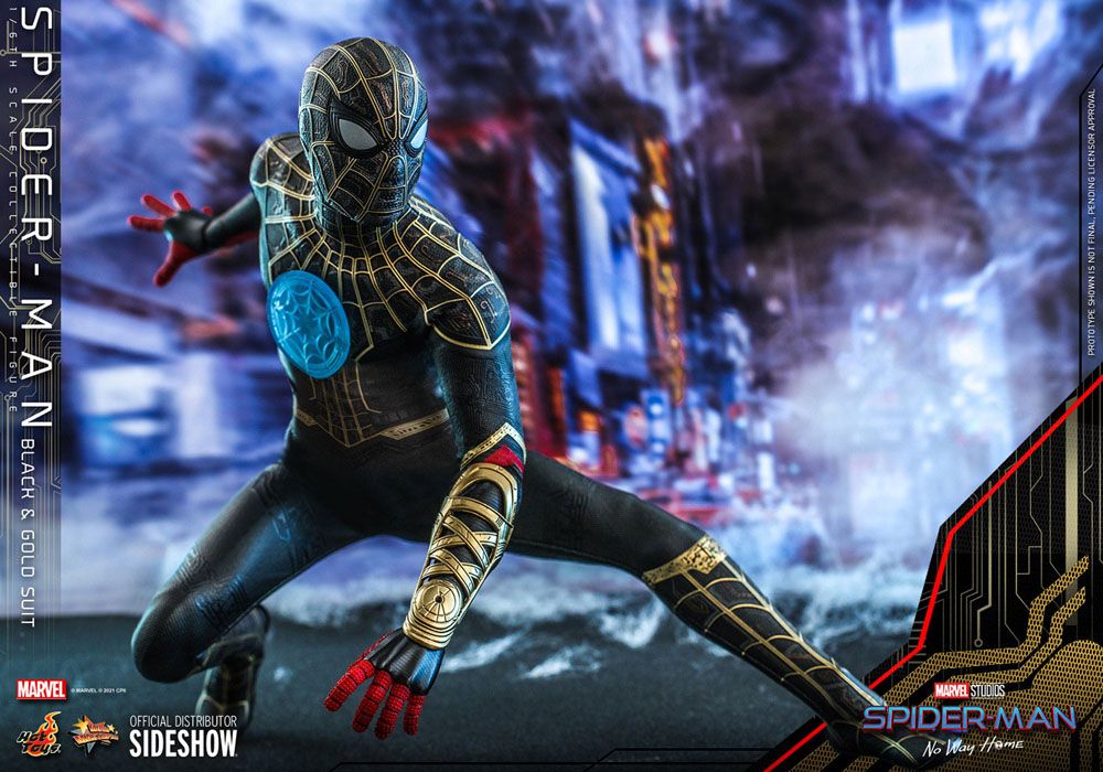 Spider-Man: No Way Home Movie Masterpiece Action Figure 1/6 Spider-Man (Black &amp; Gold Suit) 30 cm