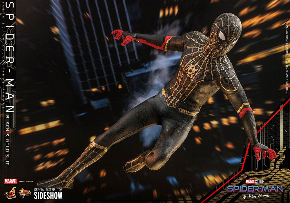 Spider-Man: No Way Home Movie Masterpiece Action Figure 1/6 Spider-Man (Black &amp; Gold Suit) 30 cm