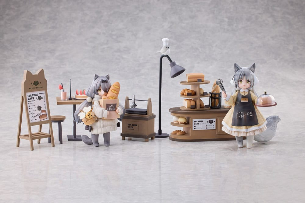 Decorated Life Collection PVC Statue Tea Time Cats - Cat Town Bakery Staff &amp; Customer Set 12 cm