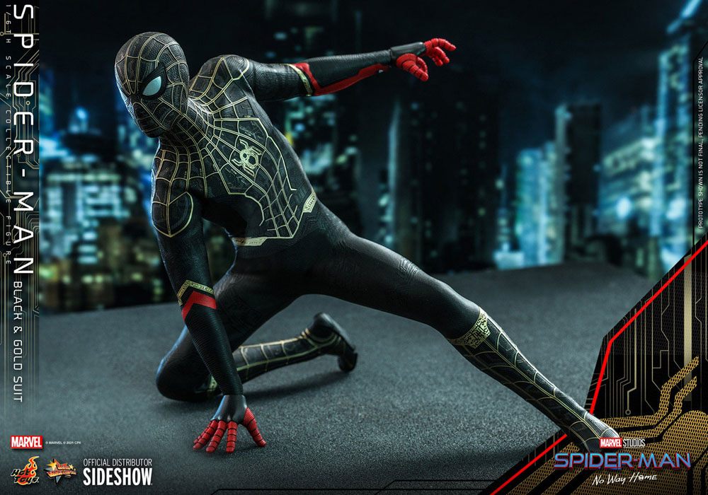 Spider-Man: No Way Home Movie Masterpiece Action Figure 1/6 Spider-Man (Black &amp; Gold Suit) 30 cm