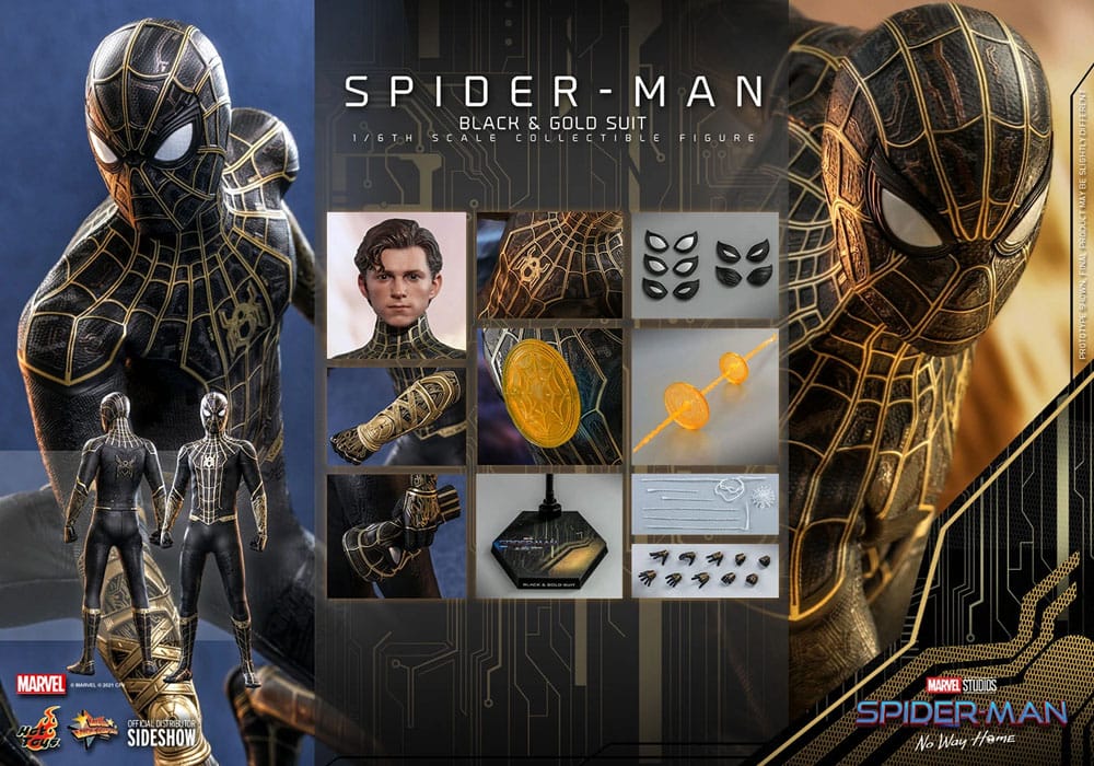 Spider-Man: No Way Home Movie Masterpiece Action Figure 1/6 Spider-Man (Black &amp; Gold Suit) 30 cm