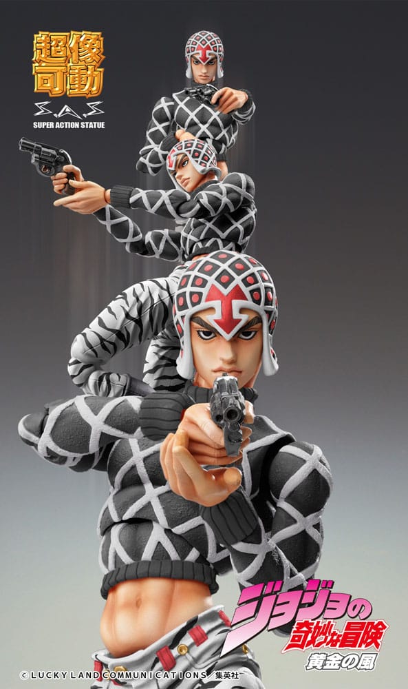 JoJo&#39;s Bizarre Adventure Part5 Super Action Action Figure Chozokado (Guido Mista &amp; S P Ver. Black) 15 cm