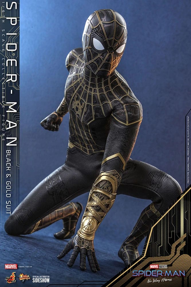 Spider-Man: No Way Home Movie Masterpiece Action Figure 1/6 Spider-Man (Black &amp; Gold Suit) 30 cm