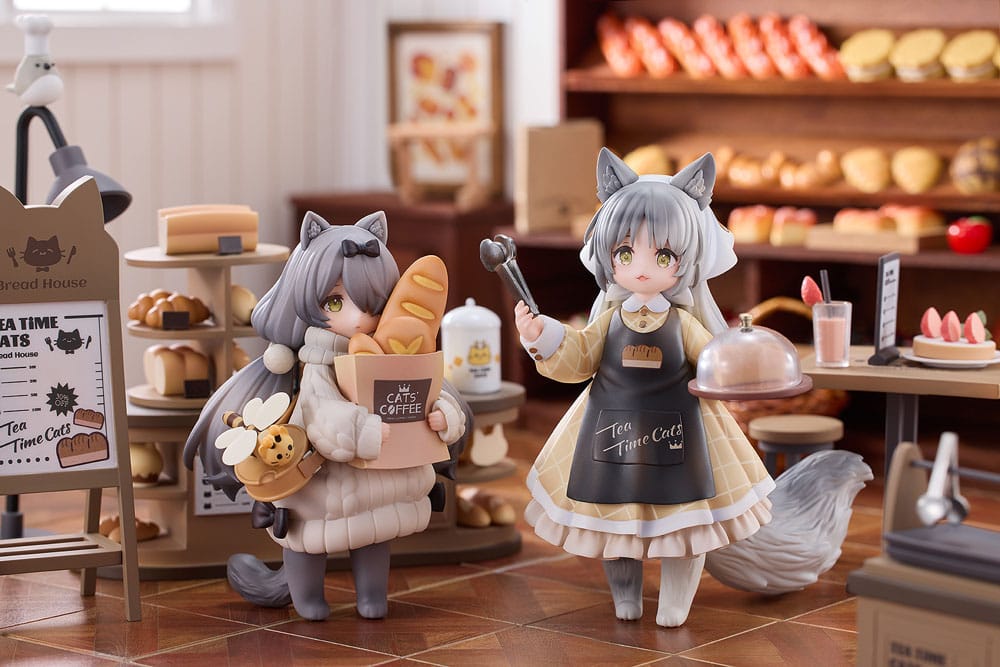 Decorated Life Collection PVC Statue Tea Time Cats - Cat Town Bakery Staff &amp; Customer Set 12 cm