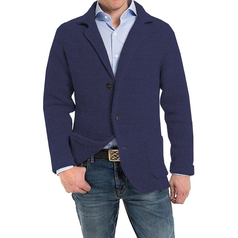 Achim | Męski kardigan o eleganckim kroju, kardigan tailored | Rokishi | Jasnoszary