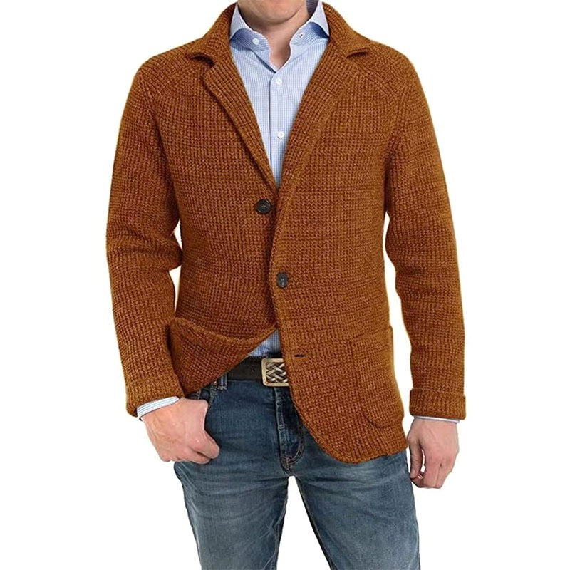Achim | Męski kardigan o eleganckim kroju, kardigan tailored | Rokishi | Jasnoszary