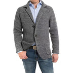 Achim | Męski kardigan o eleganckim kroju, kardigan tailored | Rokishi | Jasnoszary