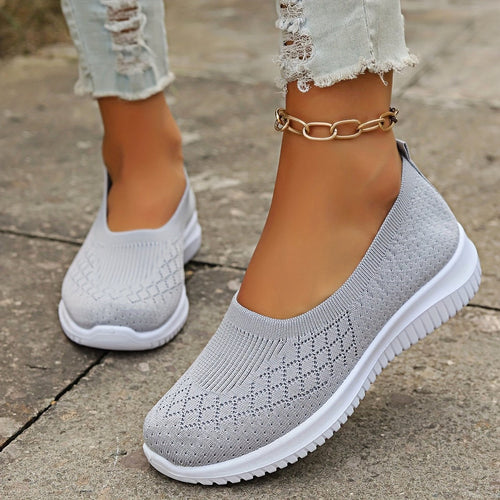 Adeline | Damskie ortopedyczne sneakersy slip-on, lekkie buty komfortowe | Rokishi | Szary