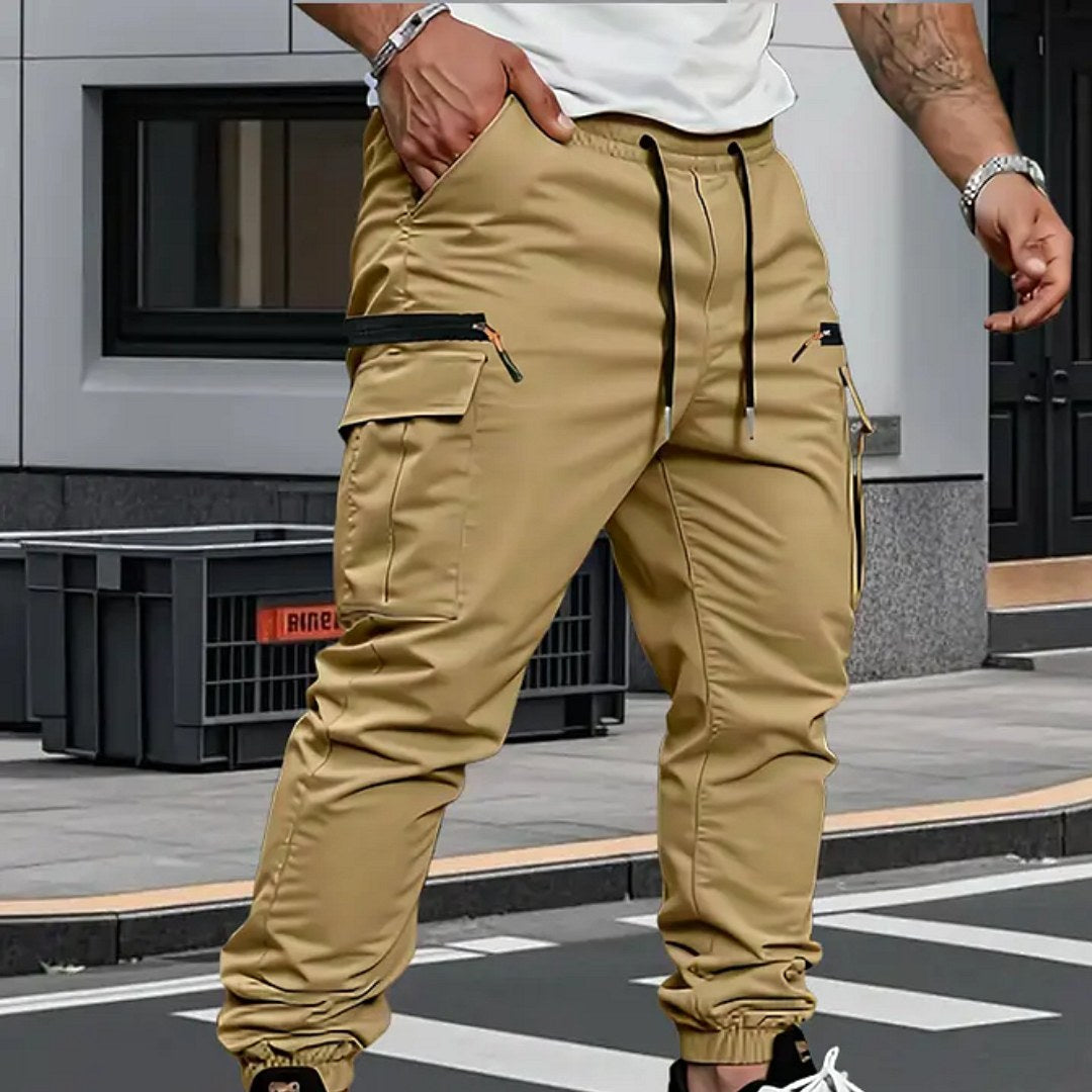 Alastair | Męskie spodnie dresowe stretch, luźno krojone jogery | Rokishi | Khaki