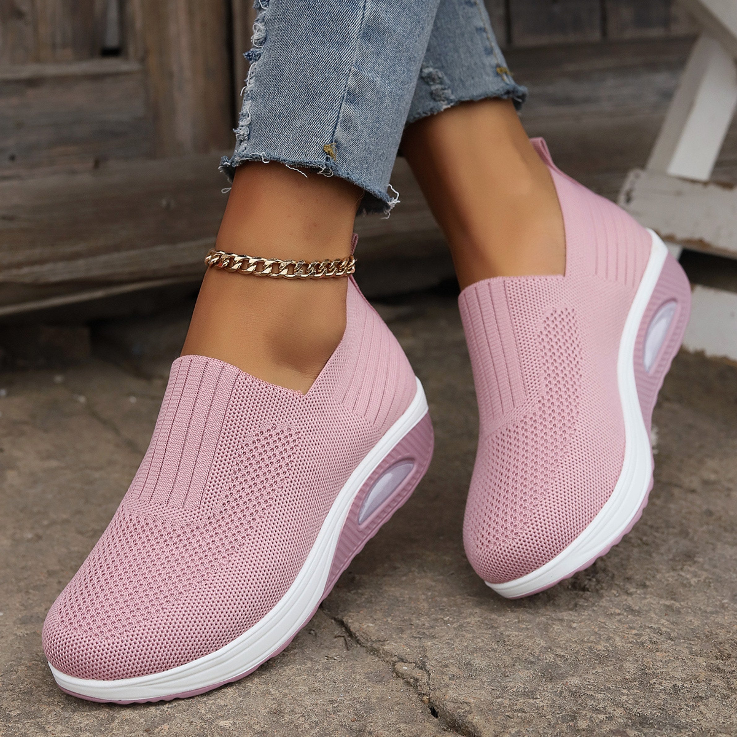 Amelie | Damskie buty typu slip-on z amortyzacją, ortopedyczne buty komfortowe | Rokishi | Czarny