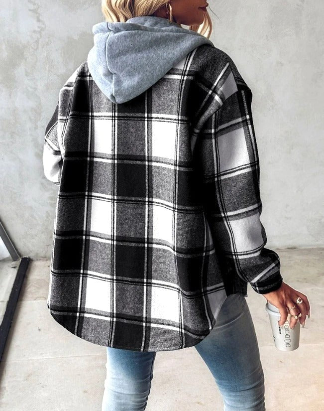 Anais | Damska bluza z kapturem ze ściągaczem, luźna bluza komfortowa | Rokishi | Szary