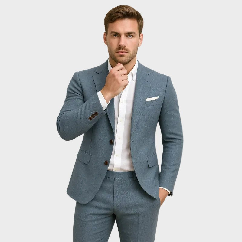 Andrzej | Męski garnitur w kroju slim fit z klapami, garnitur dwuczęściowy | Rokishi