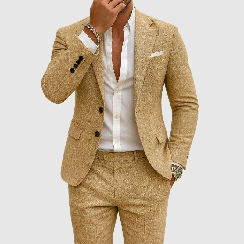 Andrzej | Męski garnitur w kroju slim fit z klapami, garnitur dwuczęściowy | Rokishi