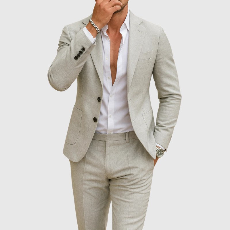 Andrzej | Męski garnitur w kroju slim fit z klapami, garnitur dwuczęściowy | Rokishi
