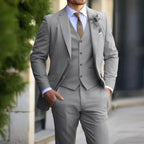 Anton | Męski garnitur slim fit z kamizelką, garnitur trzyczęściowy | Rokishi | Beżowy