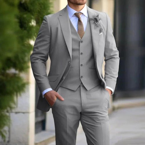 Anton | Męski garnitur slim fit z kamizelką, garnitur trzyczęściowy | Rokishi | Beżowy