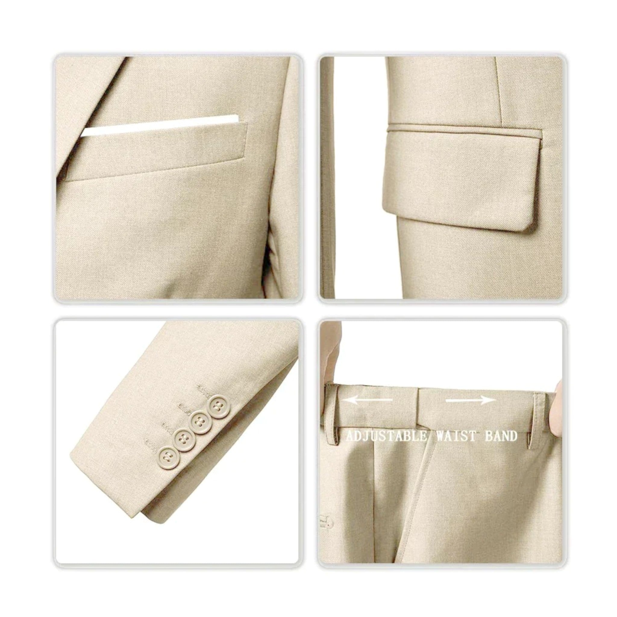 Anton | Męski garnitur slim fit z kamizelką, garnitur trzyczęściowy | Rokishi | Beżowy