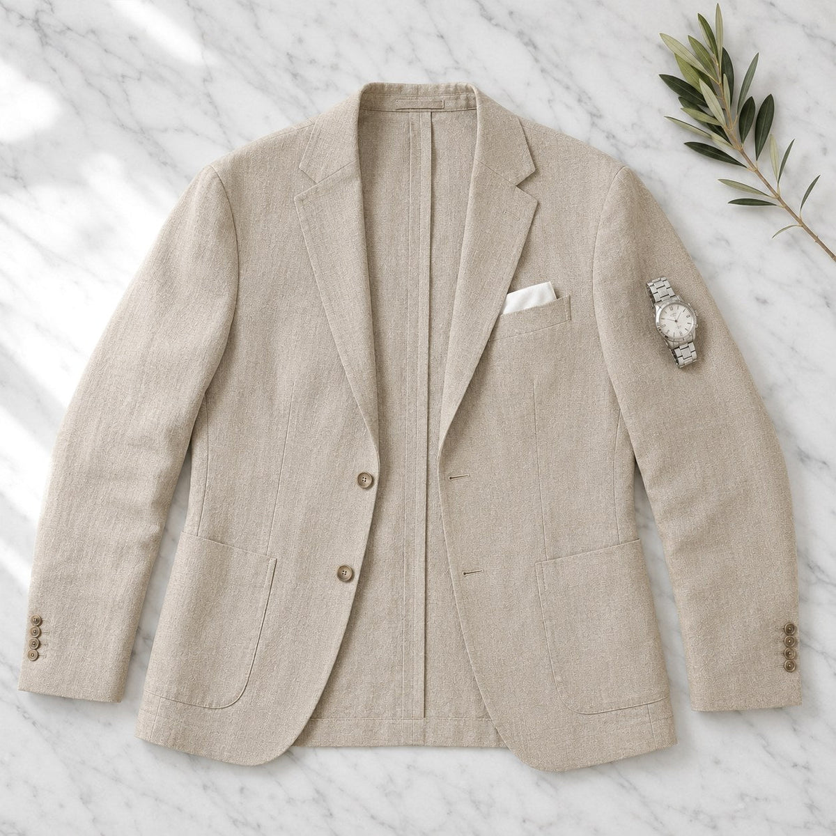 Arkadiusz | Męski lniany blazer w stylu smart casual, lekka letnia marynarka | Rokishi