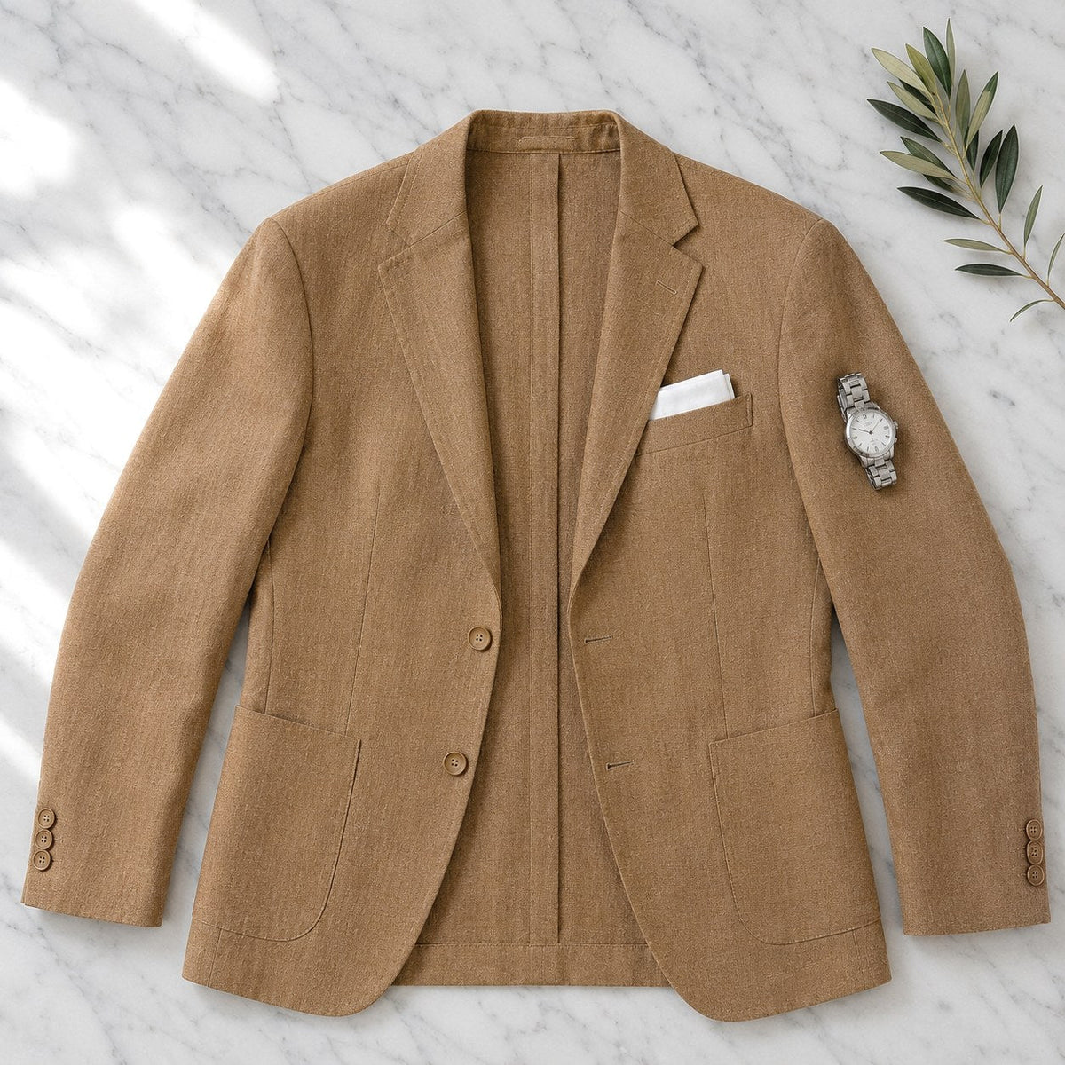 Arkadiusz | Męski lniany blazer w stylu smart casual, lekka letnia marynarka | Rokishi