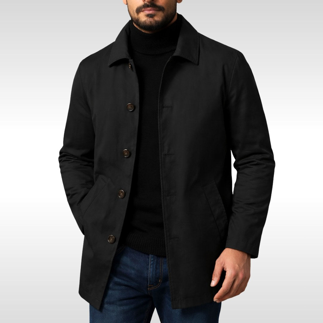 Arnold | Męski trencz o klasycznym designie, elegancki płaszcz jesienny | Rokishi | Khaki