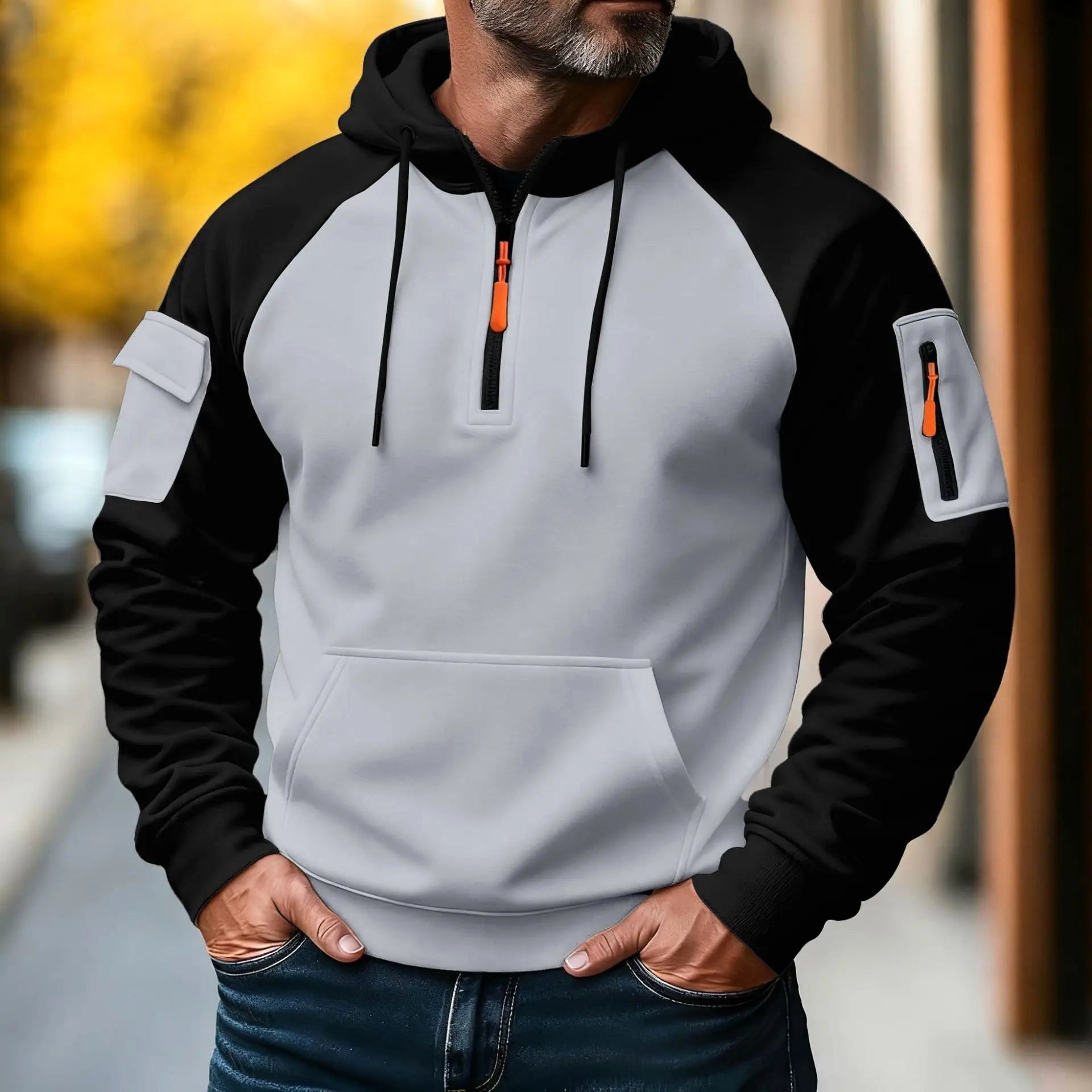 Bastian | Męski sweter z zamkiem, sportowy sweter z dzianiny | Rokishi | Czarny
