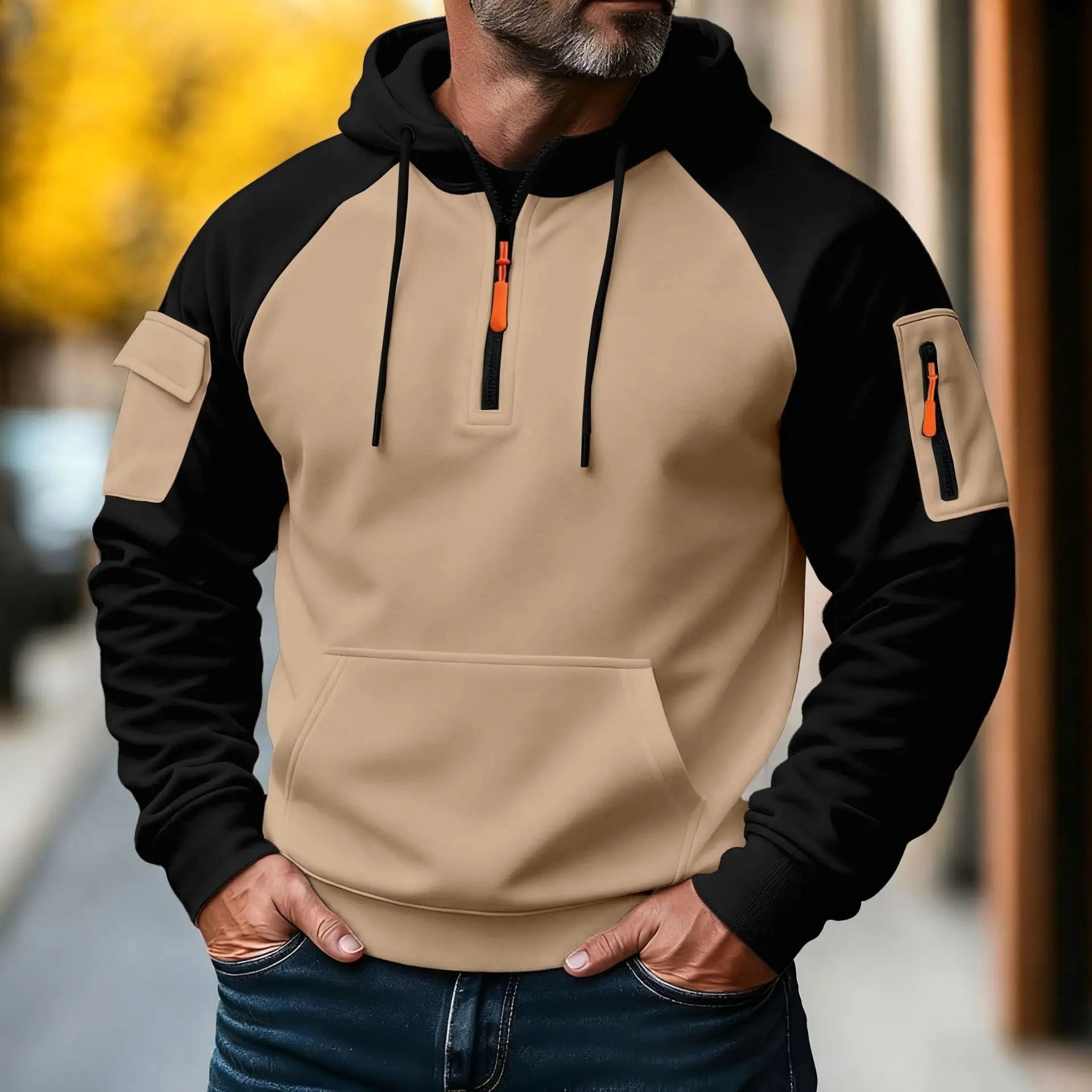 Bastian | Męski sweter z zamkiem, sportowy sweter z dzianiny | Rokishi | Czarny
