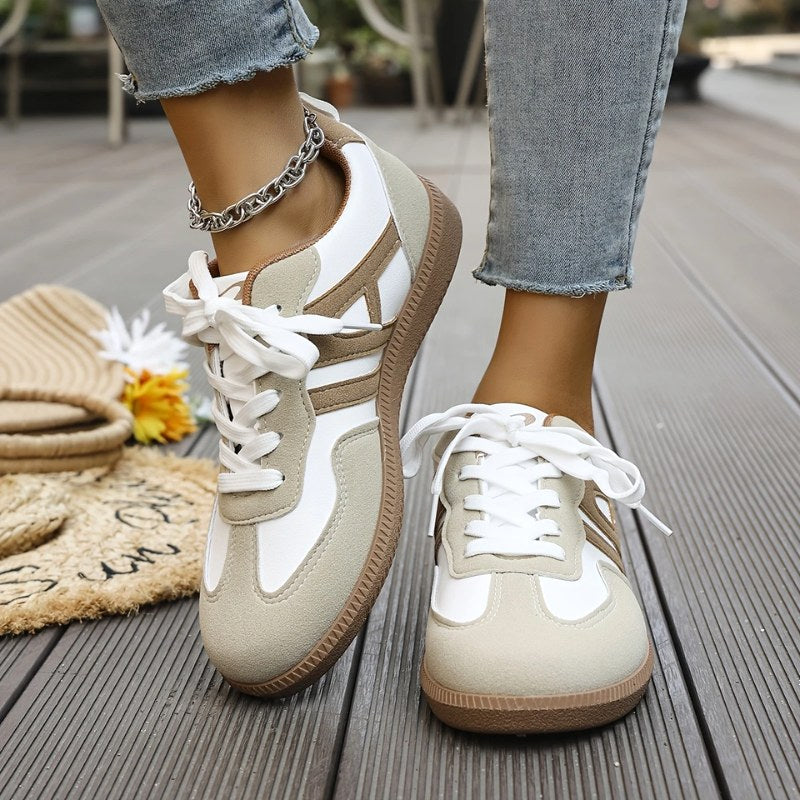 Beatrice | Damskie ortopedyczne sneakersy slip-on, wyściełane sneakersy trekkingowe | Rokishi | Khaki i biały
