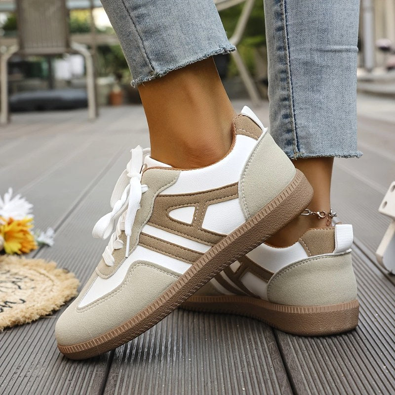 Beatrice | Damskie ortopedyczne sneakersy slip-on, wyściełane sneakersy trekkingowe | Rokishi | Khaki i biały