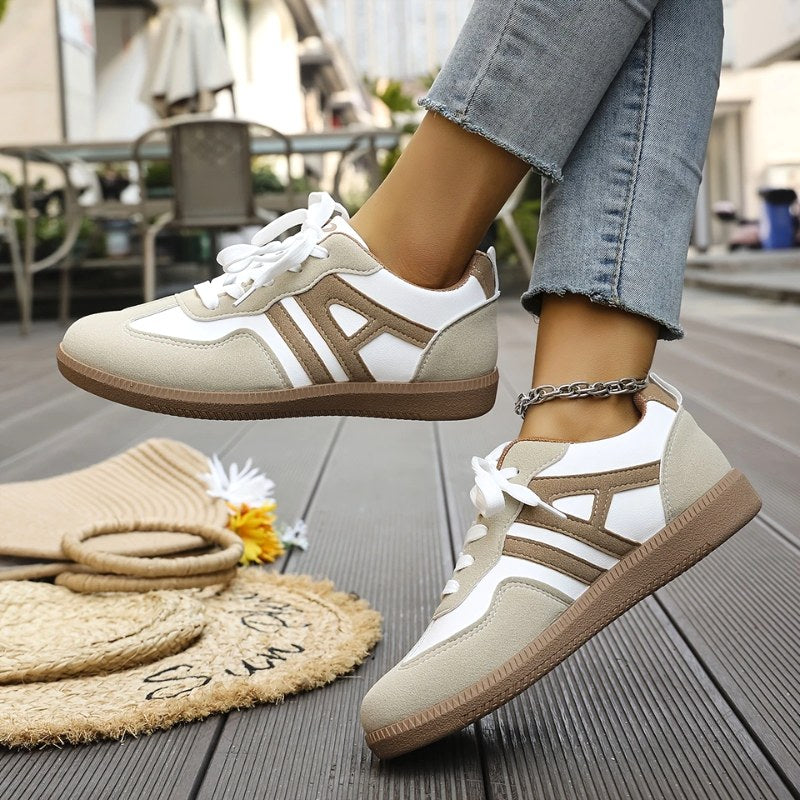 Beatrice | Damskie ortopedyczne sneakersy slip-on, wyściełane sneakersy trekkingowe | Rokishi | Khaki i biały