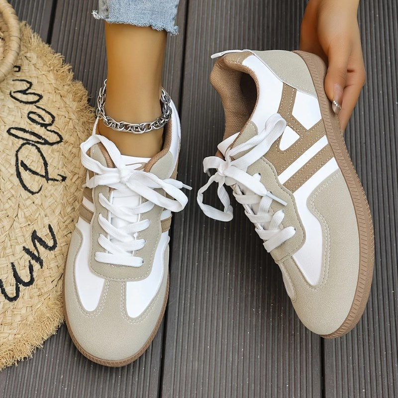 Beatrice | Damskie ortopedyczne sneakersy slip-on, wyściełane sneakersy trekkingowe | Rokishi | Khaki i biały