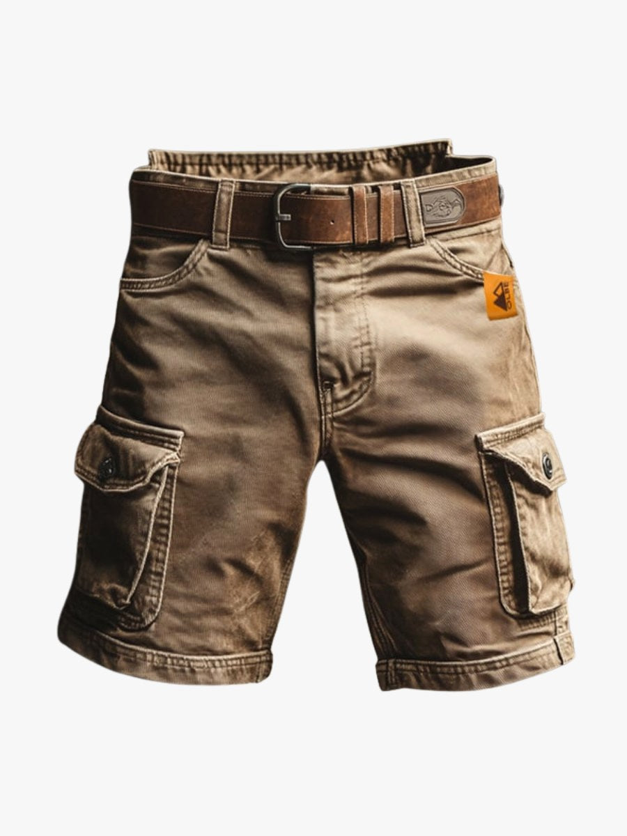 Benedict | Męskie szorty cargo w stylu vintage, luźno krojone szorty typu utility | Rokishi | Brązowy