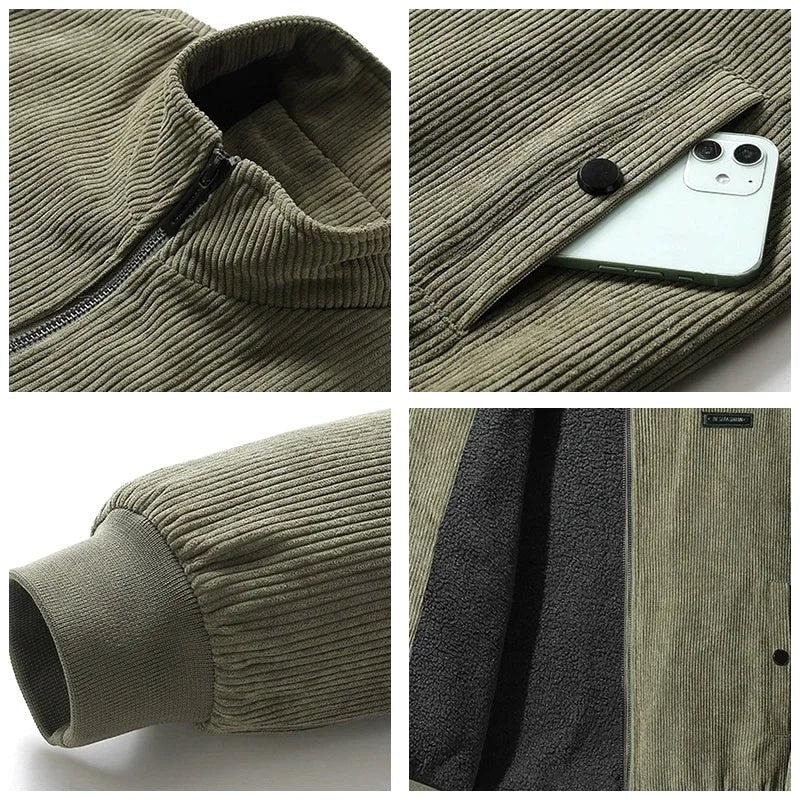 Blake | Męska kurtka, sztruksowa faktura, ciepły model | Rokishi | Khaki