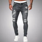 Blake | Męskie jeansy skinny z przetarciami, jeansy w stylu destroyed ze średnim stanem | Rokishi | Czarny