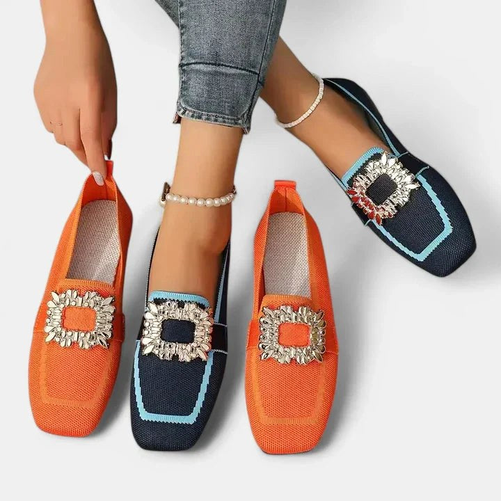 Bonnie | Damskie wyściełane loafersy komfortowe, buty wspierające do chodzenia | Rokishi | Niebieski