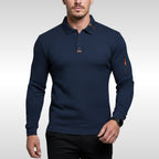 Bruno | Męska koszulka polo z charakterystycznym kołnierzykiem i suwakiem na rękawie, elegancka koszulka polo | Rokishi | Niebieski