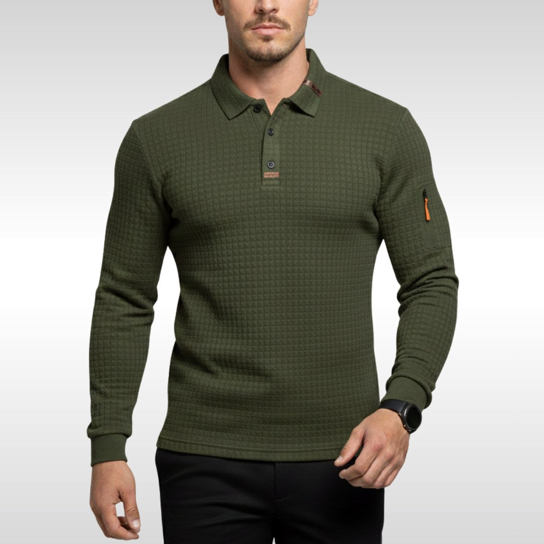 Bruno | Męska koszulka polo z charakterystycznym kołnierzykiem i suwakiem na rękawie, elegancka koszulka polo | Rokishi | Niebieski