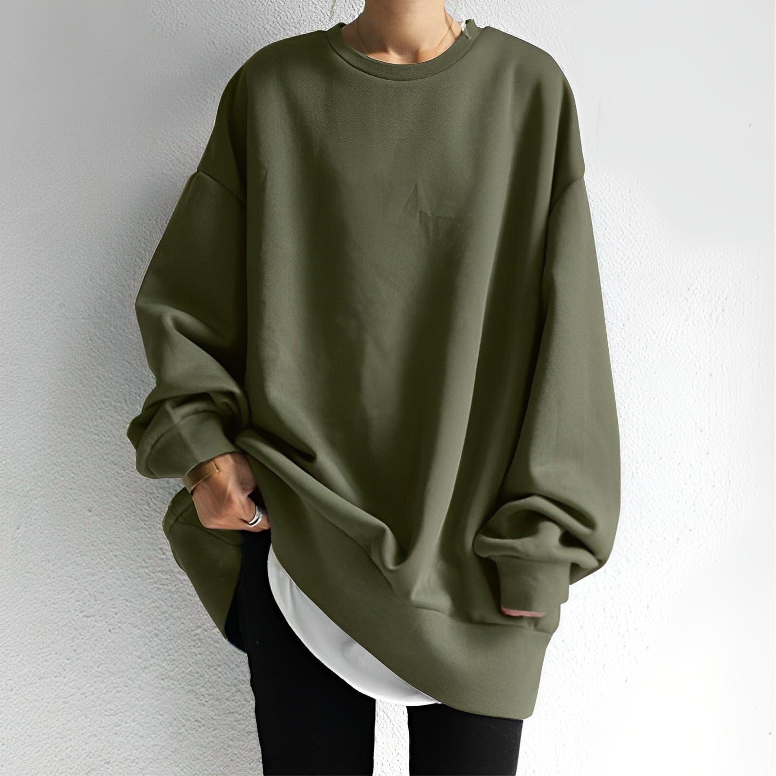 Cecilia | Damski oversize'owy sweter z dzianiny, strukturalny przytulny sweter | Rokishi | Brązowy
