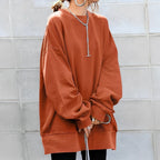 Cecilia | Damski oversize'owy sweter z dzianiny, strukturalny przytulny sweter | Rokishi | Brązowy