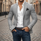 Christoph | Męska marynarka slim fit na jeden guzik, elegancki blezer | Rokishi | Szary