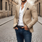 Christoph | Męska marynarka slim fit na jeden guzik, elegancki blezer | Rokishi | Szary