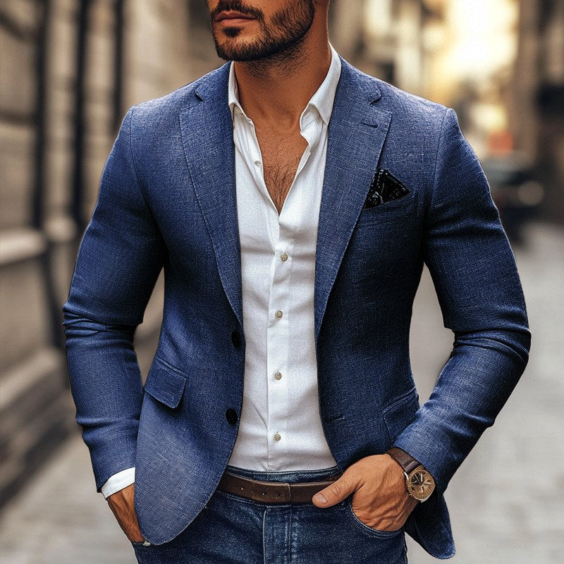 Christoph | Męska marynarka slim fit na jeden guzik, elegancki blezer | Rokishi | Szary