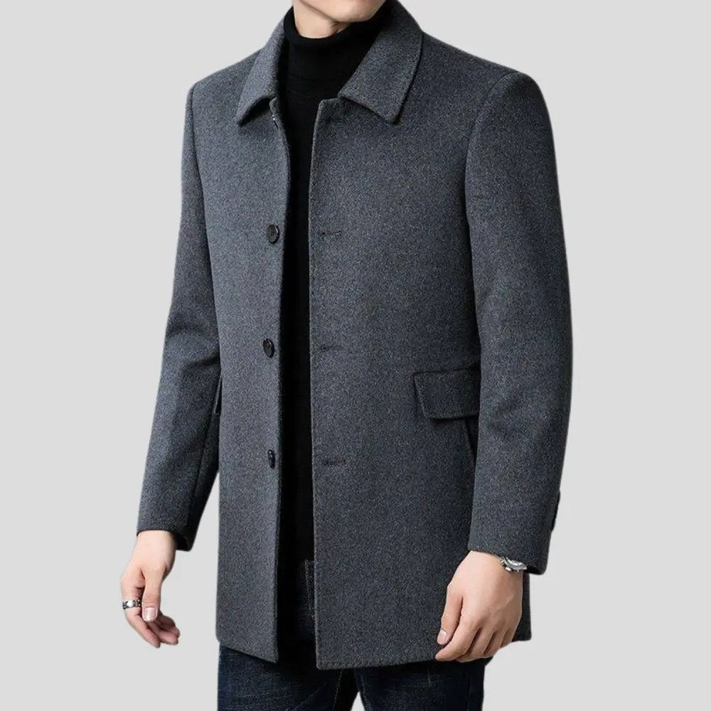 Christopher | Męski klasyczny płaszcz wełniany, elegancki dopasowany płaszcz | Rokishi | Szary