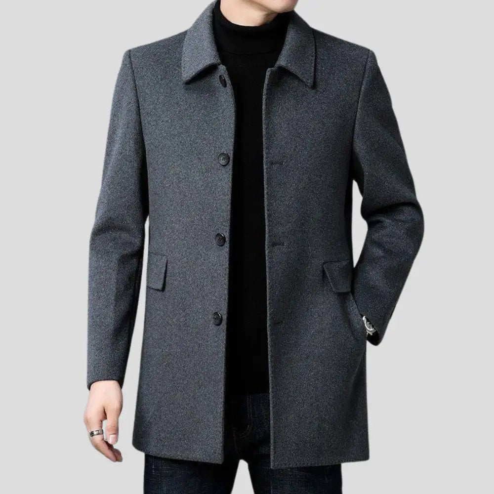 Christopher | Męski klasyczny płaszcz wełniany, elegancki dopasowany płaszcz | Rokishi | Szary