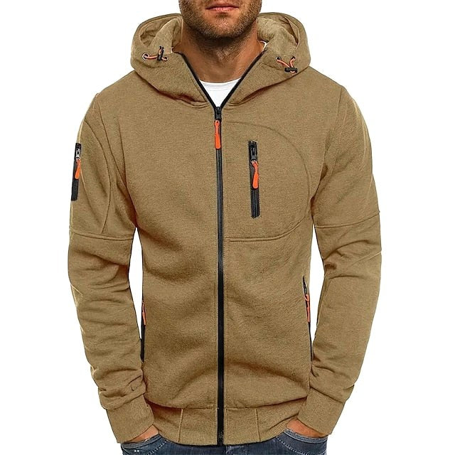Connor | Męska bawełniana bluza z kapturem i zamkiem, bluza o standardowym kroju | Rokishi | Czarny
