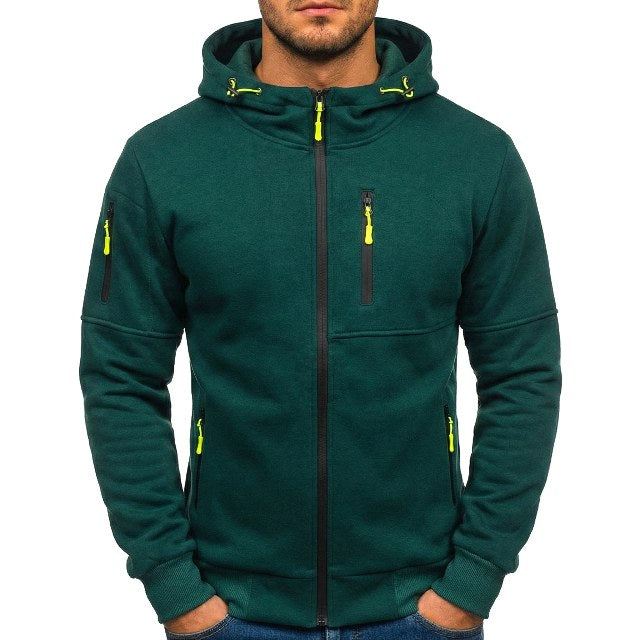 Connor | Męska bawełniana bluza z kapturem i zamkiem, bluza o standardowym kroju | Rokishi | Czarny