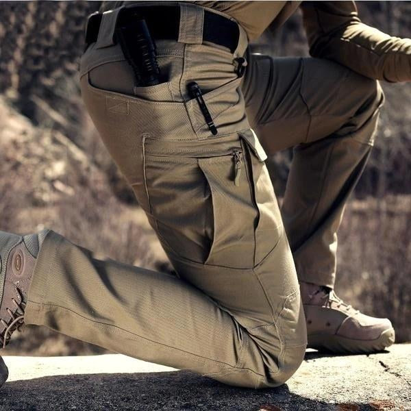 Craig | Męskie taktyczne spodnie cargo z wieloma kieszeniami, wzmocnione spodnie trekkingowe | Rokishi | Khaki