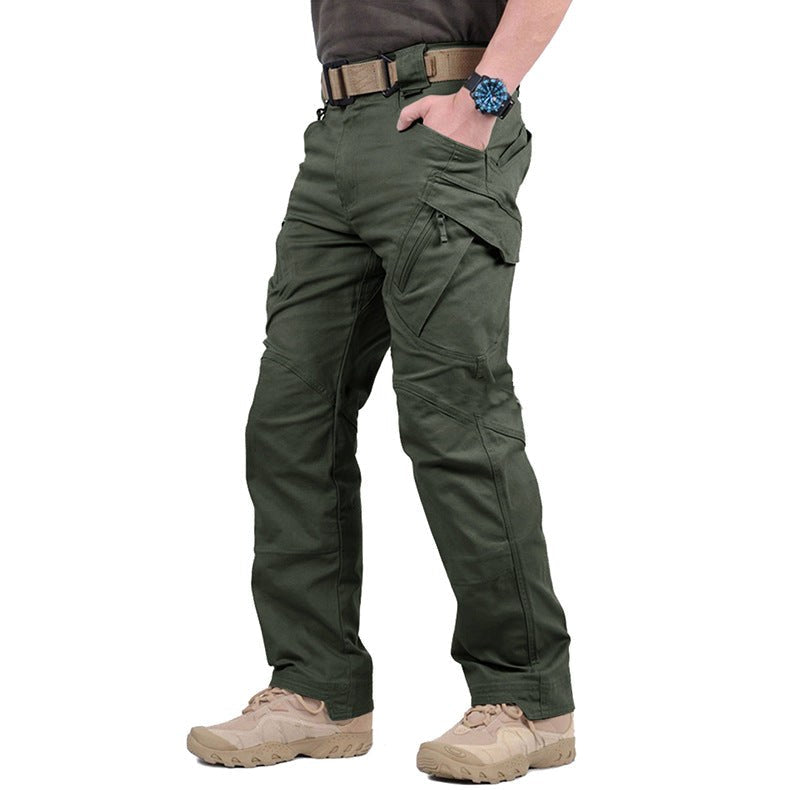 Craig | Męskie taktyczne spodnie cargo z wieloma kieszeniami, wzmocnione spodnie trekkingowe | Rokishi | Khaki