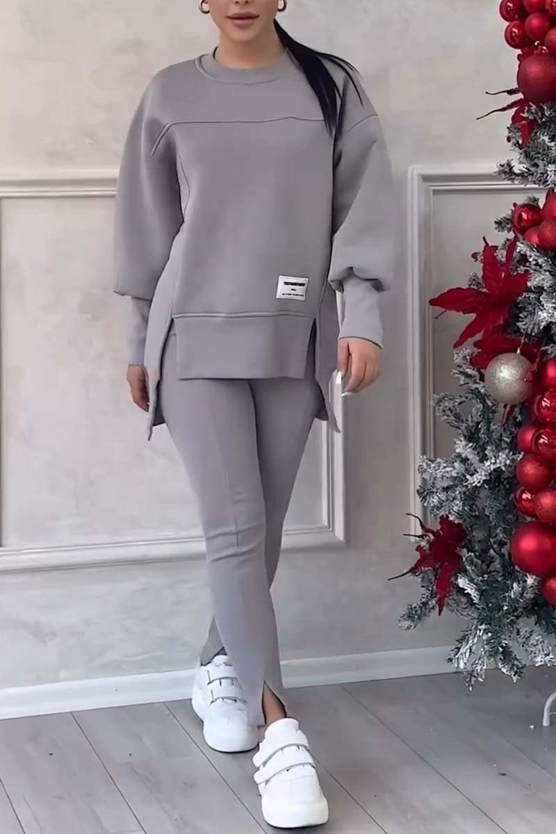 Agata | Bluza oversize z rozcięciami i legginsy, dwuczęściowy zestaw domowy dla kobiet | Rokishi