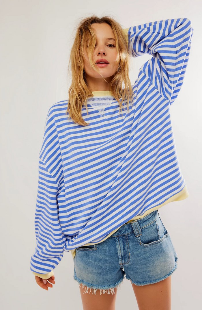 Darcy | Damski pasiasty sweter oversize, swobodnie skrojony sweter z dzianiny | Rokishi | Zielony